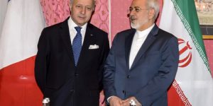 Ministros de AAEE francés Laurent Fabious e iraní, Mohamad Zarif